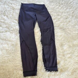 Lululemon Purple Gray Leggings with Mesh Panels